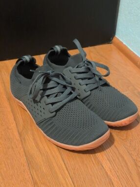 Athletic Knit Lace-Up Sneakers - Gray